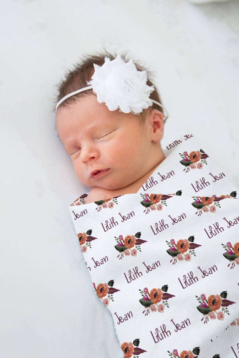 Personalized Baby Girl Custom Fall Flower Name Swaddle For Autumn Newborn Baby, Fall  Floral Newborn Baby Photo Prop, Fall Baby Girl Gift