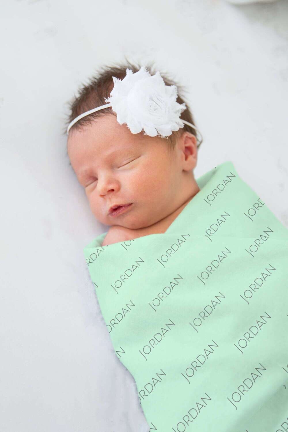 Personalized Baby Girl Custom Mint Green Name Swaddle For Newborn Baby, Gender Neutral Mint Green Newborn Baby Photo Prop, Baby Girl Gift