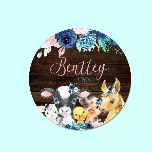 Customized Round Wood Sign, Cow Name Sign, Circle Sign For Baby Girl, Western Sign, Personalized Floral Animal, Baby Nursery Sign, Girl Sign