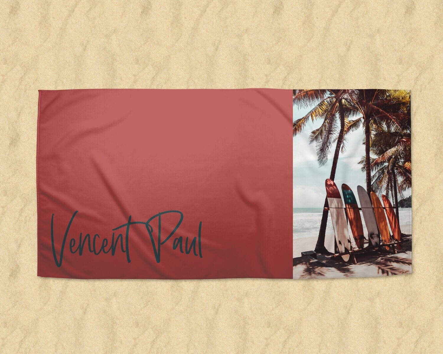 Personalized Surf Beach Print Name Beach Towel, Boy Beach Towel Gift Idea, Boy Summer, Summer Gift, Teen Beach Idea, Child Name Beach Towel