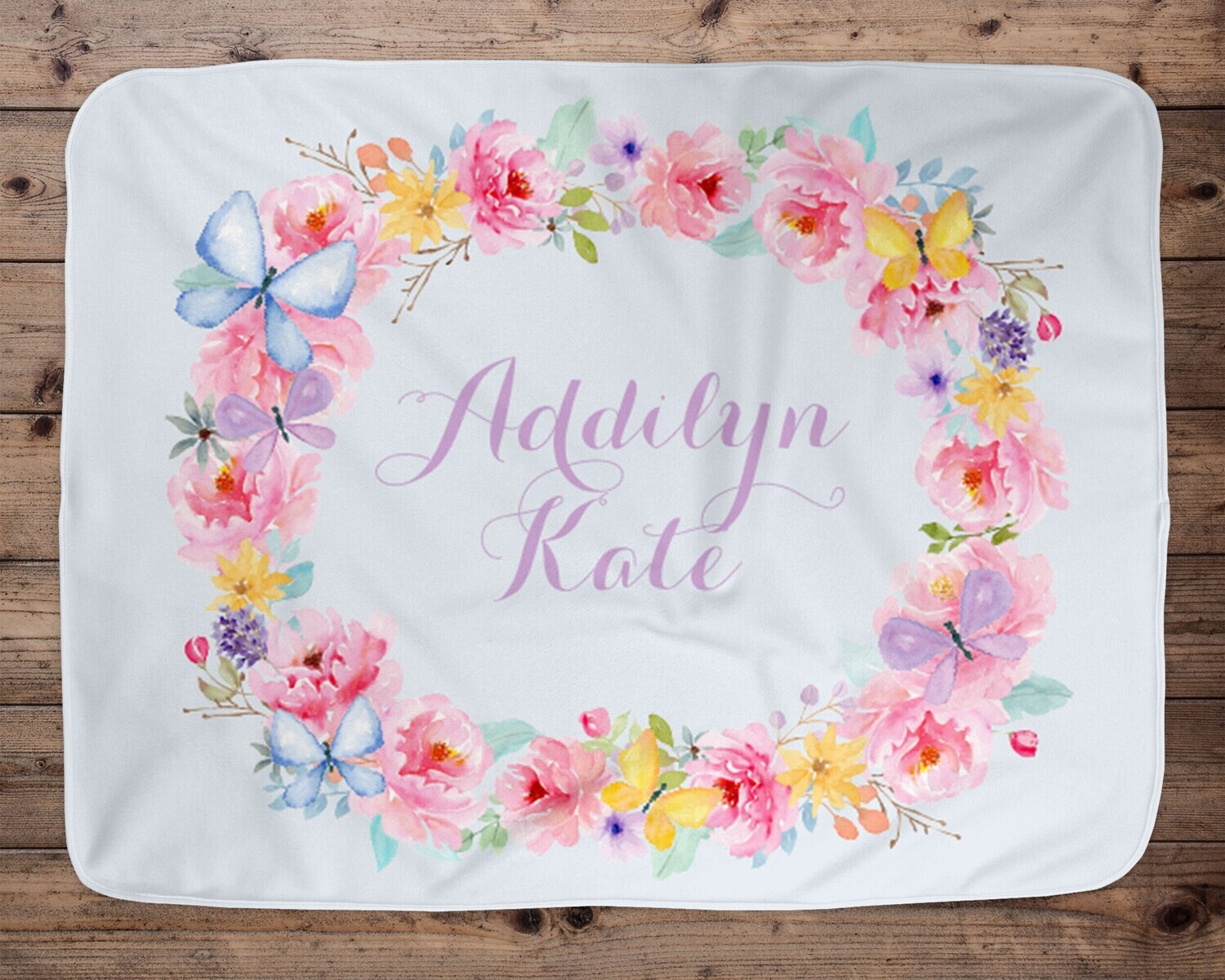 Butterfly Personalized Baby Blanket, Baby Blanket, Name Baby Blanket, Girl Baby Gift, Floral, Gift for Girl, Blanket Girl, Butterfly Nursery