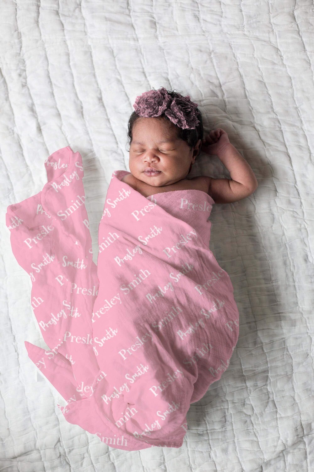 Personalized Baby Girl Custom Pink Name Swaddle For Newborn Baby, Pink Newborn Baby Photo Prop, Baby Girl Gift, Pink Newborn Photo Swaddle