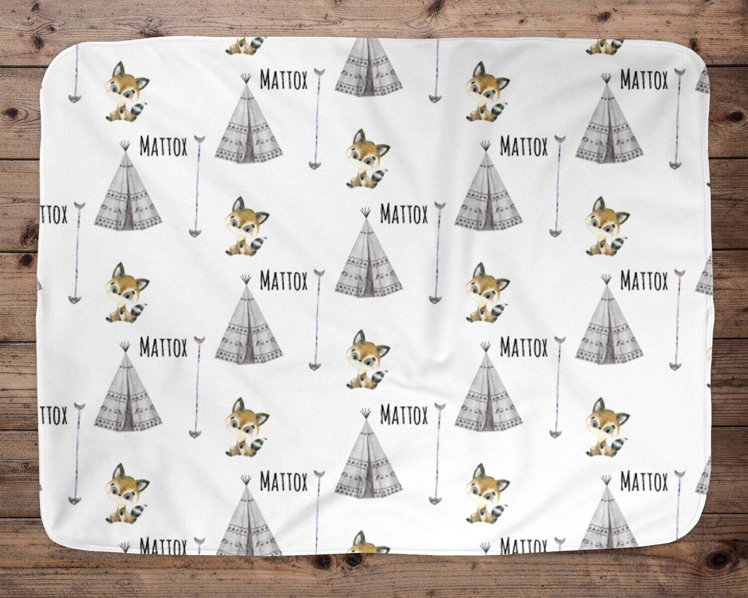 Custom Baby Blanket, Baby Blanket, Name Baby Blanket, Raccoon Baby Gift, Boy Baby, Raccoon, Boho, Blanket, Baby Gift, Baby Boy, Boy, Tribal