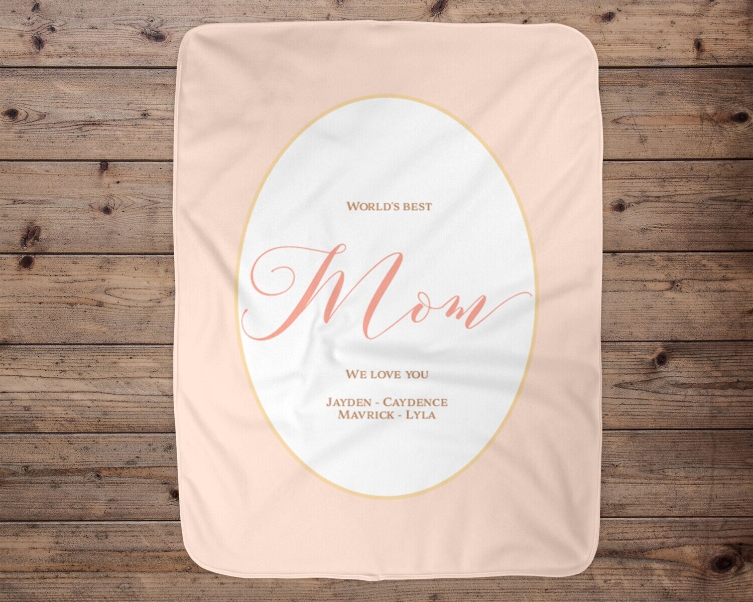 Personalized Custom Best Mom Pink Oval Mothers Day Child Name Gift For Mom, Personalized Mom Blanket, Custom Name Blanket, Best Mom Gift