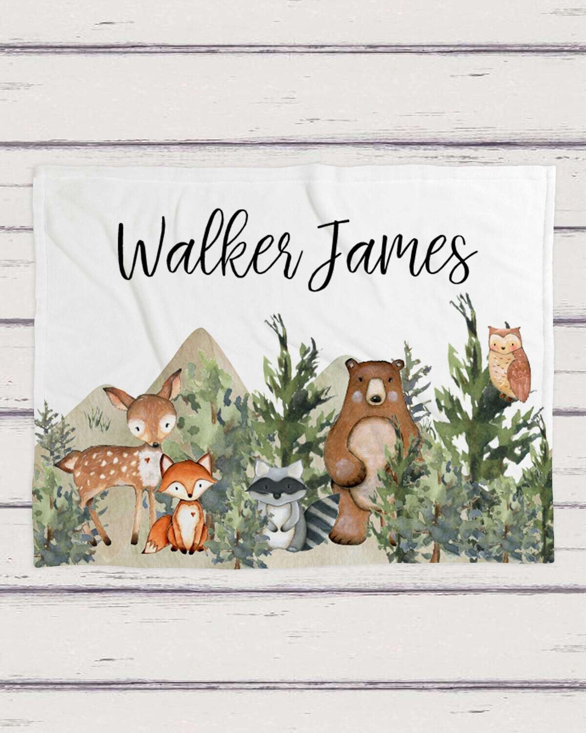 Custom Woodland Baby Blanket, Baby Blanket, Name Baby Blanket, Forest Animal Baby Gift, Minky Baby, Blanket, Woodland, Baby Boy, Boy, Wild