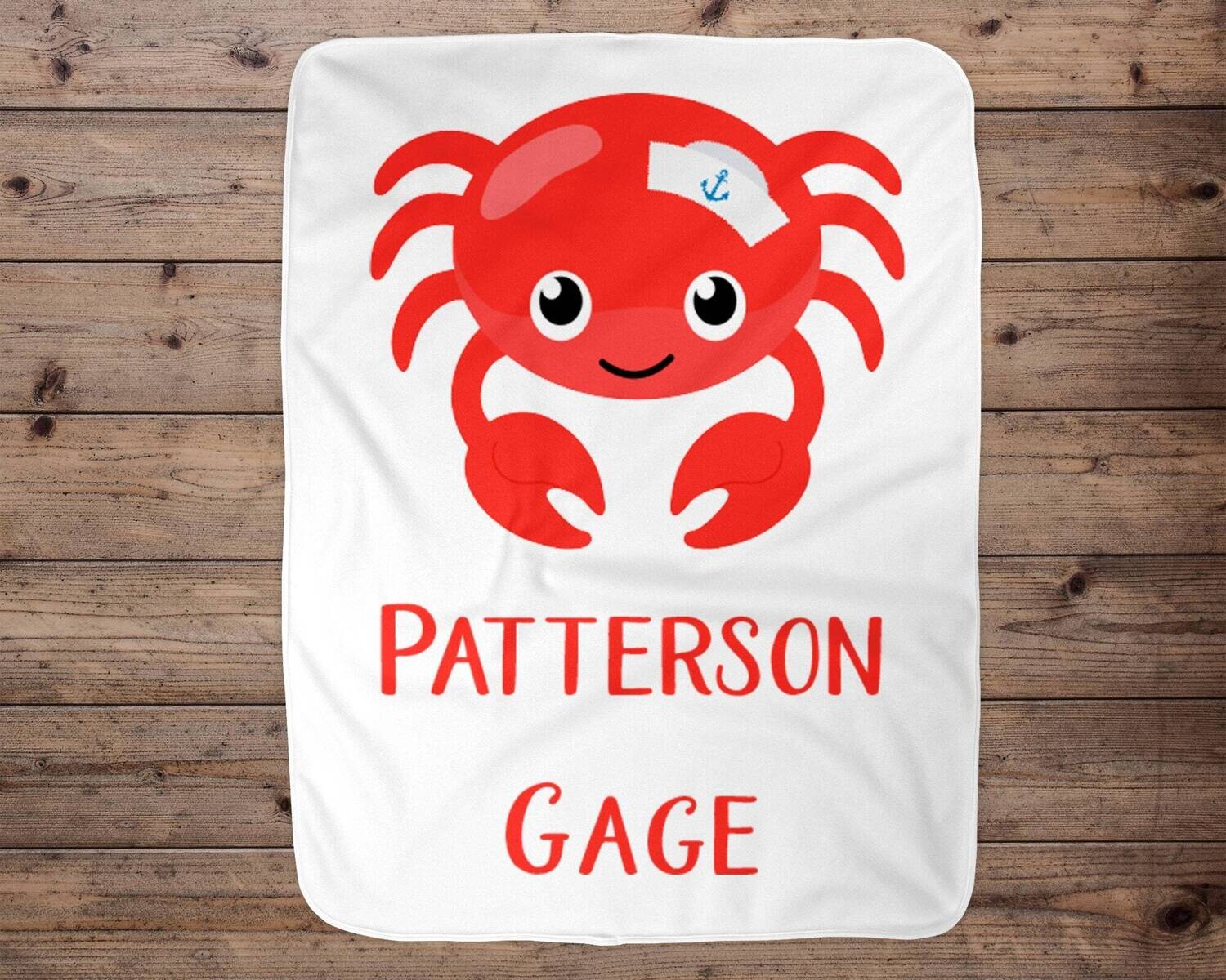 Custom Baby Blanket, Baby Blanket, Name Baby Blanket, Navy Baby Gift, Minky Baby, Nautical Blanket, Crab Blanket, Sailor, Baby, Boy, Crab