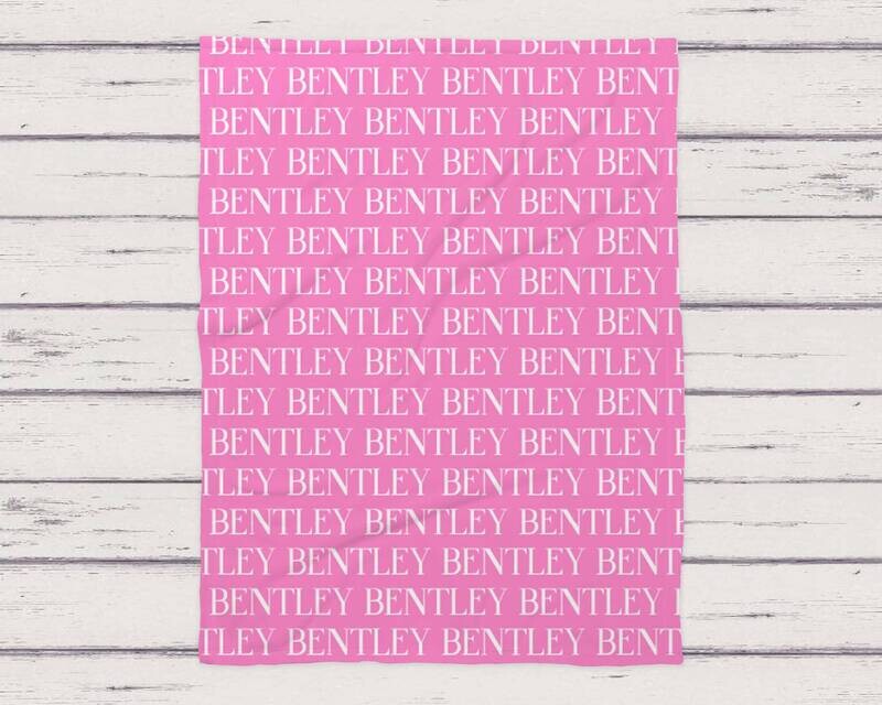 Customized Pink Repeating Name Blanket Gift, Personalized Repeating Name Pink Girl Blanket, Pink Girl Baby Shower Gift Idea, Minky Blanket