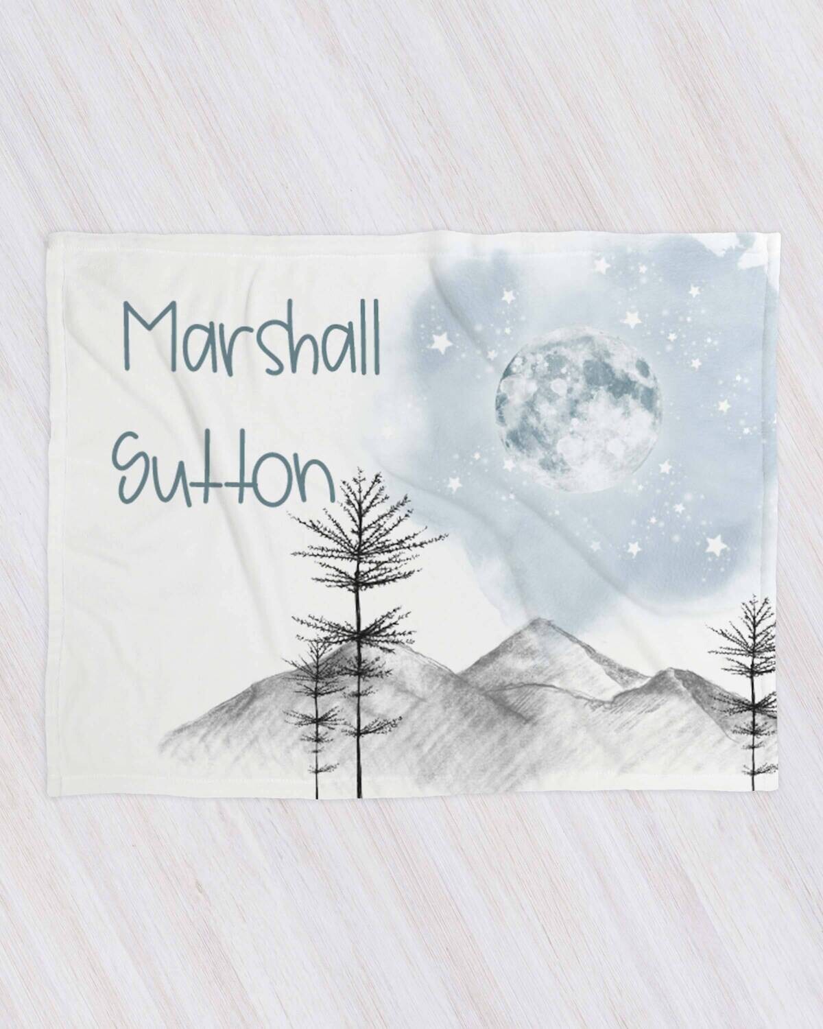 Personalized Night Sky Mountain Baby Boy Blanket Gift, Mountain Forest Baby Blanket, Gift for Newborn, Woodland Baby Gift, Toddler Boy Gift