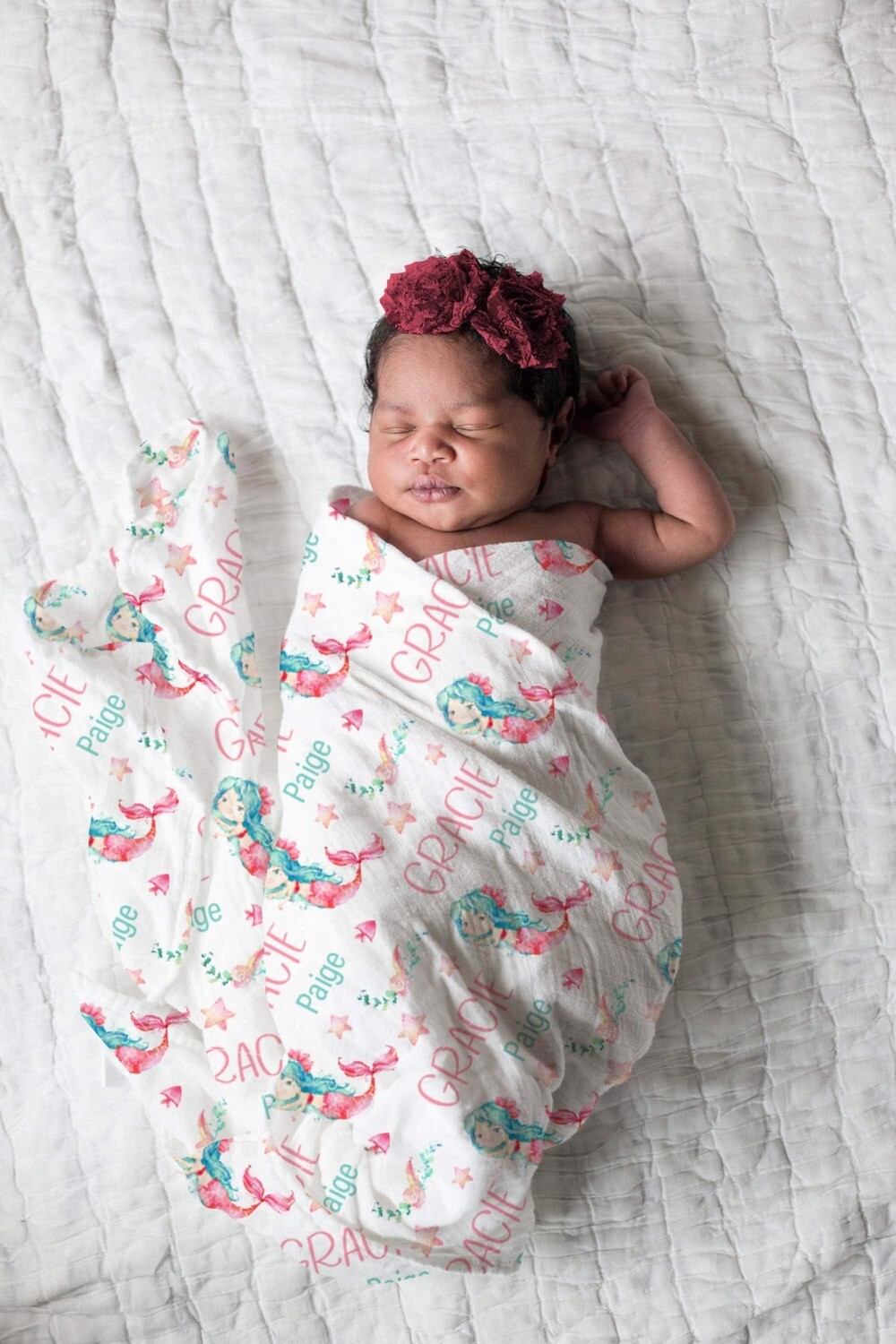 Customized Under The Sea Mermaid Baby Girl Fairytale Swaddle Blanket Gift Idea, Baby Swaddle For Baby Girl, Newborn Baby Name Swaddle Photo