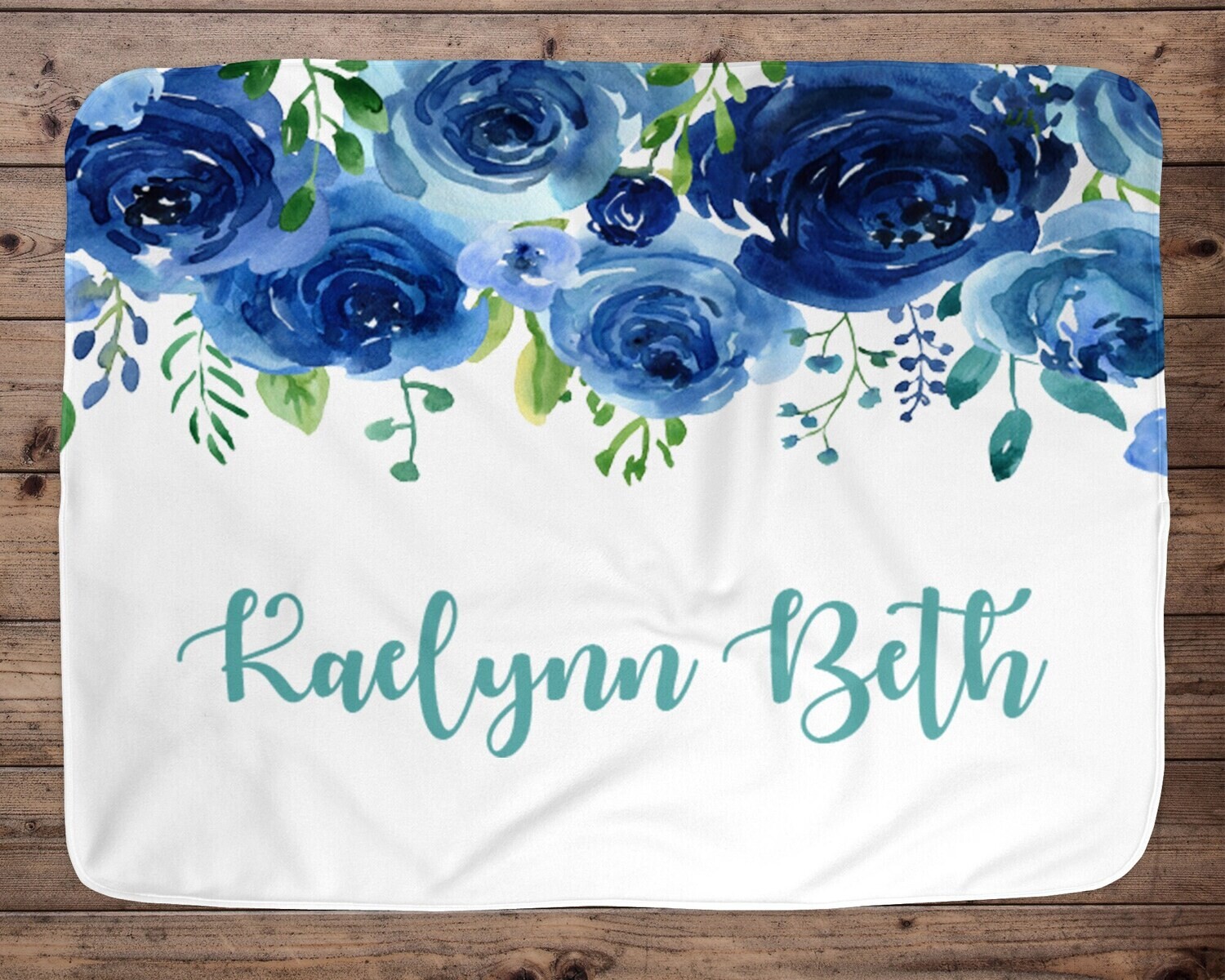 Personalized Baby Girl Blanket, Baby Blanket, Name Baby Blanket, Girl Baby Gift, Floral, Swaddle Blanket, Blanket Girl, Blue, Girl, Green