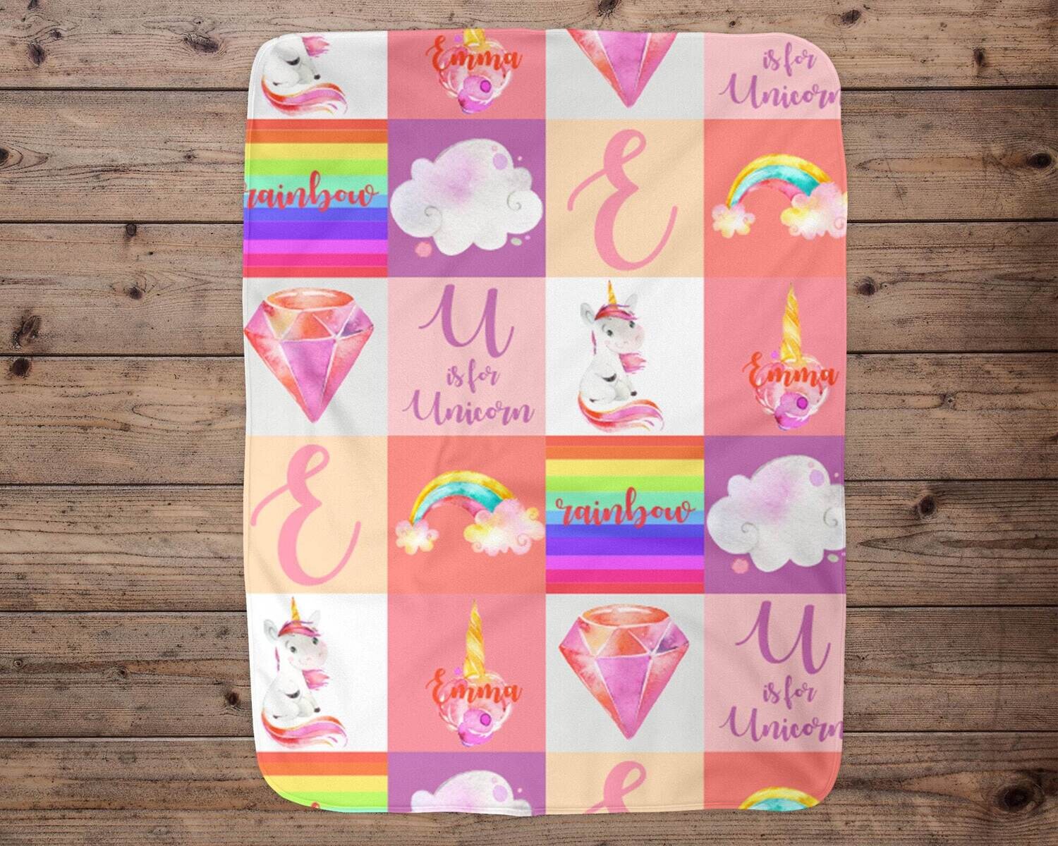 Personalized Baby Girl Blanket, Baby Blanket, Name Baby Blanket, Girl Baby Gift, Unicorn, Swaddle Blanket, Blanket Girl, Girl, Customized