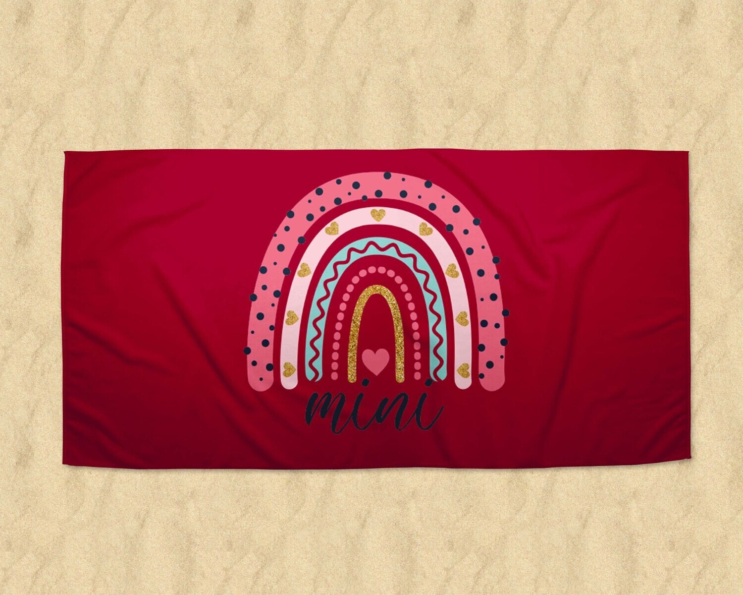 Mama And Mini Matching Rainbow Beach Towel , Mothers Day Towel, Mothers Day Gift, Summer Gift, Mothers Day Beach Ideas, Child Name Towel