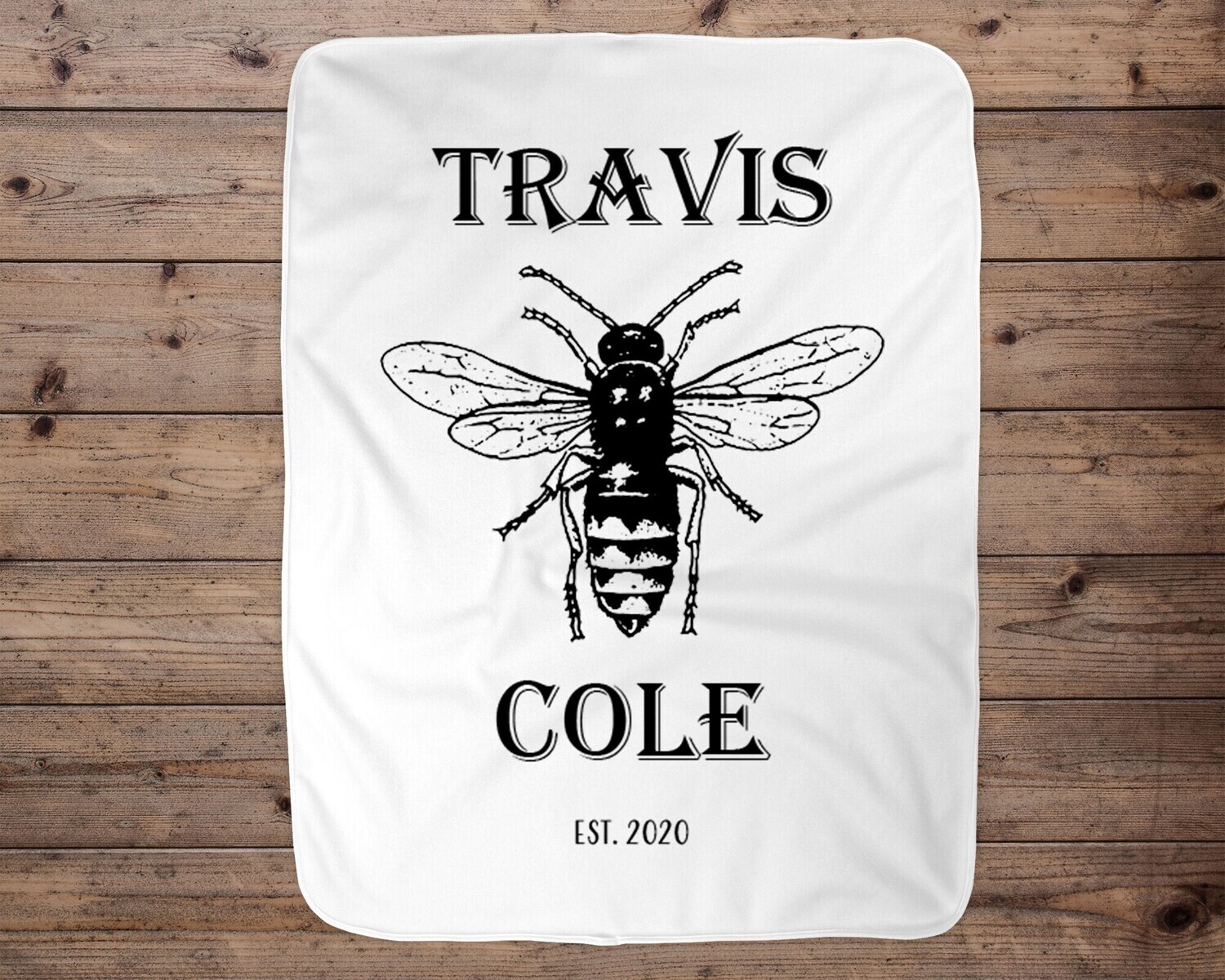 Vintage Bee Personalized Baby Boy Blanket, Baby Blanket, Name Baby Blanket, Baby Gift, Bee, Blankets, Blanket Boy, Name, Vintage, Old Style