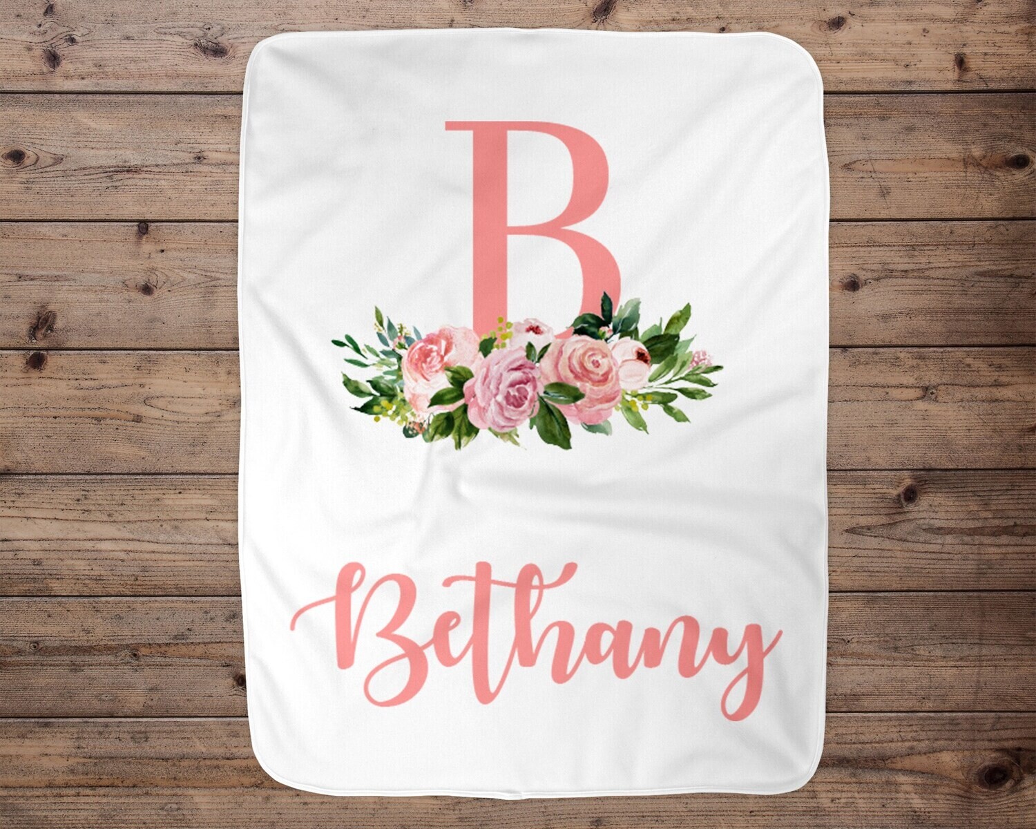 Personalized Baby Girl Blanket, Baby Blanket, Name Baby Blanket, Girl Baby Gift, Floral, Swaddle, Blanket Girl, Pink, Flower, Name Blanket