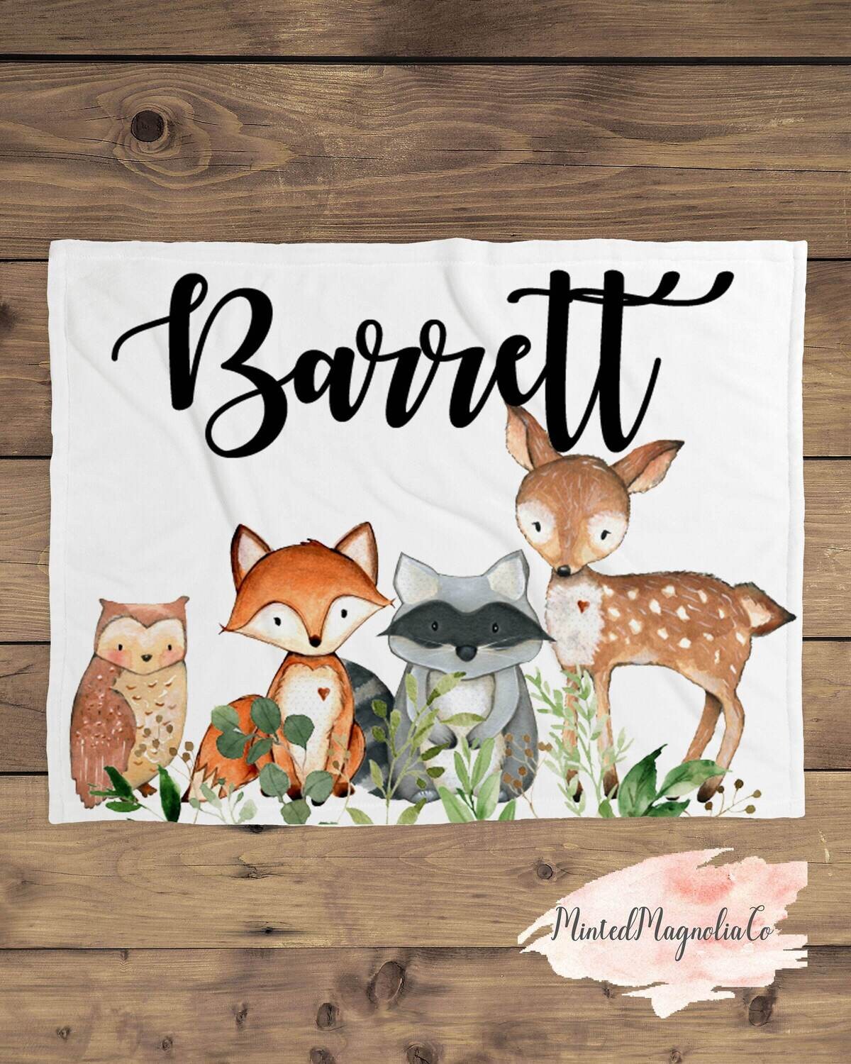 Custom Baby Blanket, Baby Blanket, Name Baby Blanket, Forest Animal Baby Gift, Minky Baby, Deer, Blanket, Woodland, Baby Boy, Boy, Wild