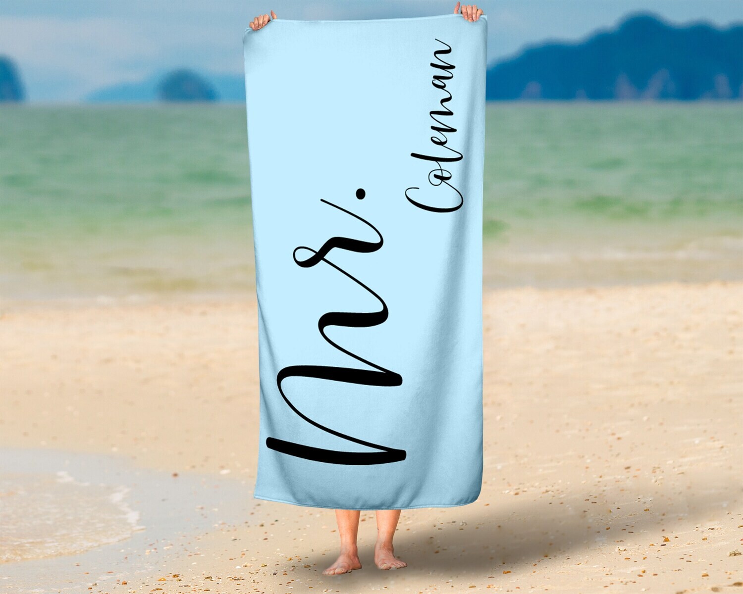 Newly Wed Last Name Personalized Beach Towel, Married Beach Towel Gift, Summer Wedding Gift, Summer Bride Gift, Beach Idea, Bride Name Towel