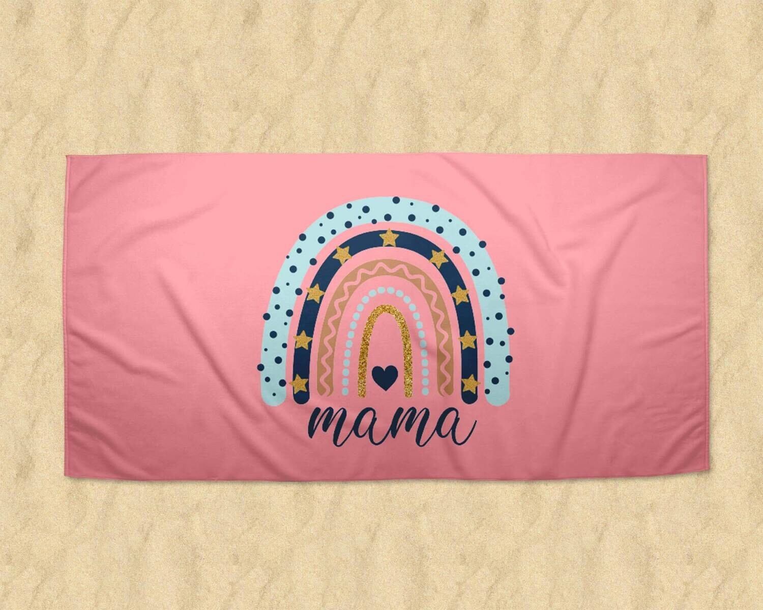 Mama And Mini Matching Rainbow Beach Towel , Mothers Day Towel, Mothers Day Gift, Summer Gift, Mothers Day Beach Ideas, Child Name Towel