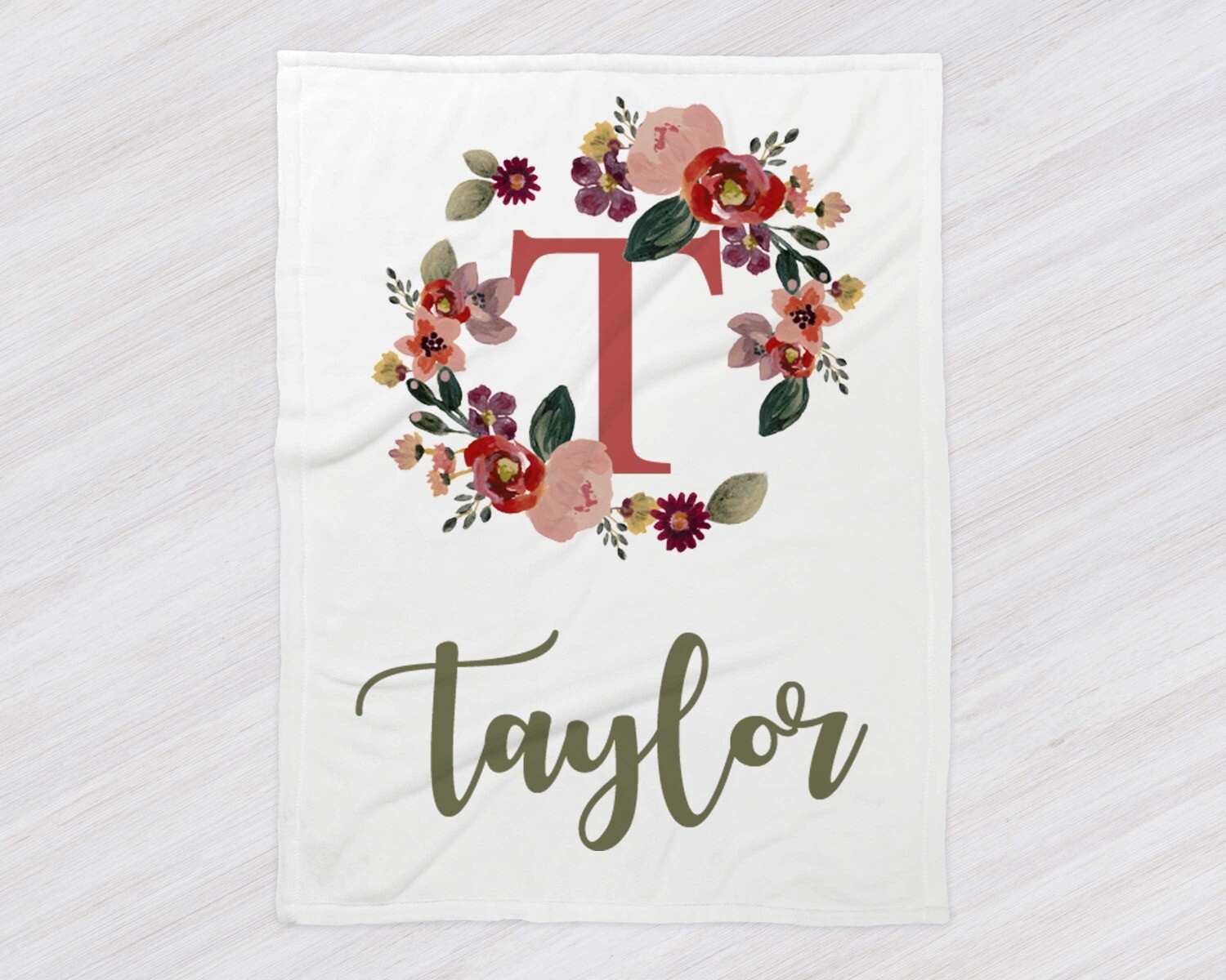 Personalized Baby Girl Blanket, Baby Blanket, Name Baby Blanket, Girl Baby Gift, Floral, Swaddle, Blanket Girl, Autumn, Fall, Name Blanket