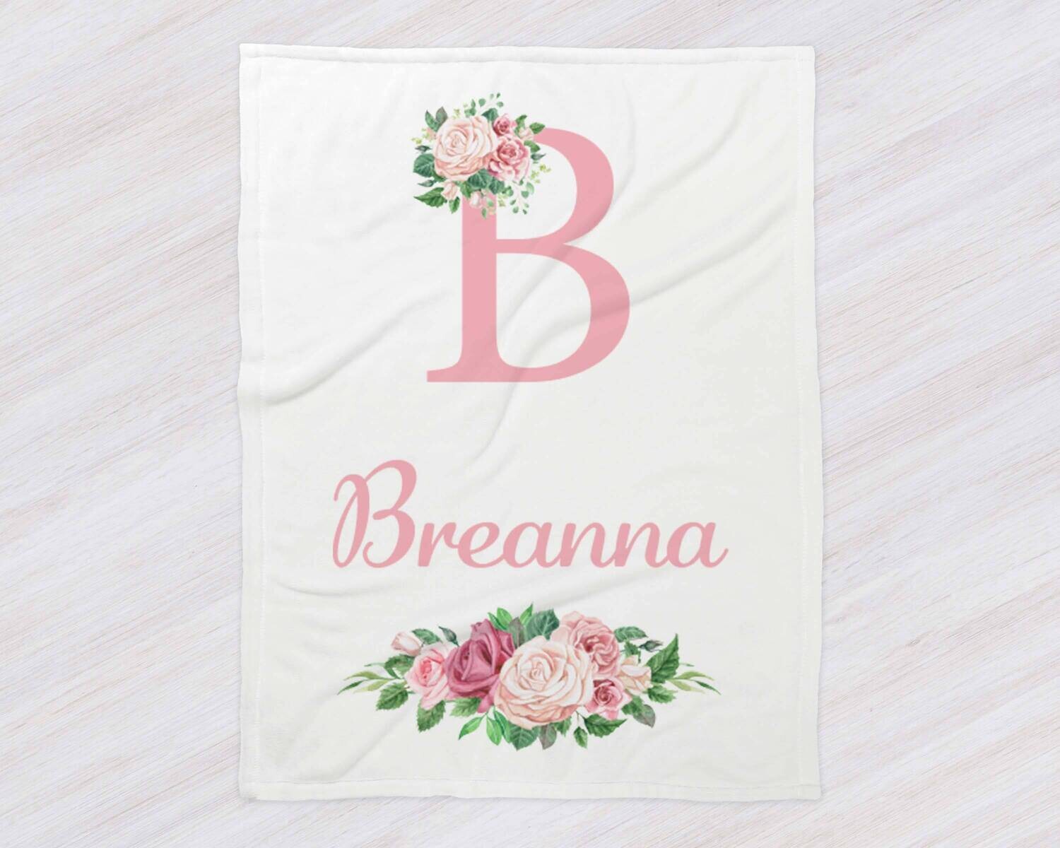 Personalized Baby Girl Blanket, Baby Blanket, Name Baby Blanket, Girl Baby Gift, Floral, Swaddle Blanket, Blanket Girl, Pink, Girl, Letter