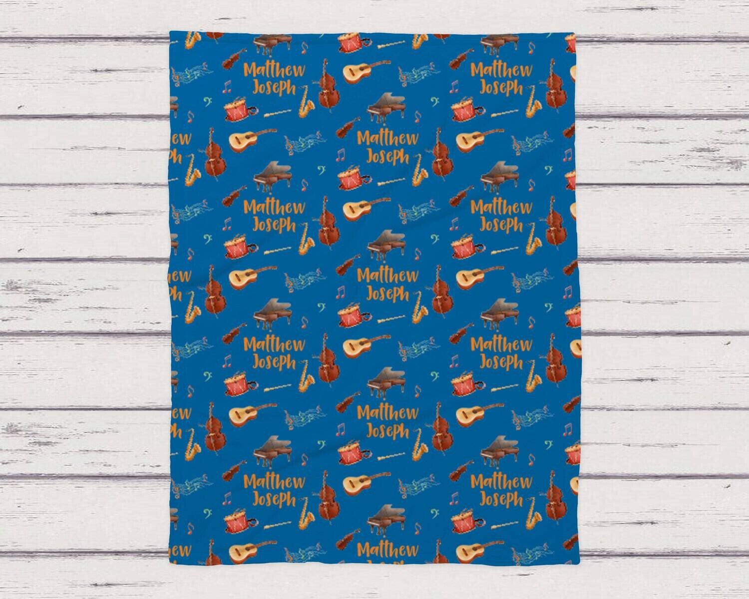 Personalized Kids Music Blanket With Name, Musical Baby Blanket, Name Baby Blanket, Kid Gift, Kid Custom Blanket, Toddler Music Name Blanket