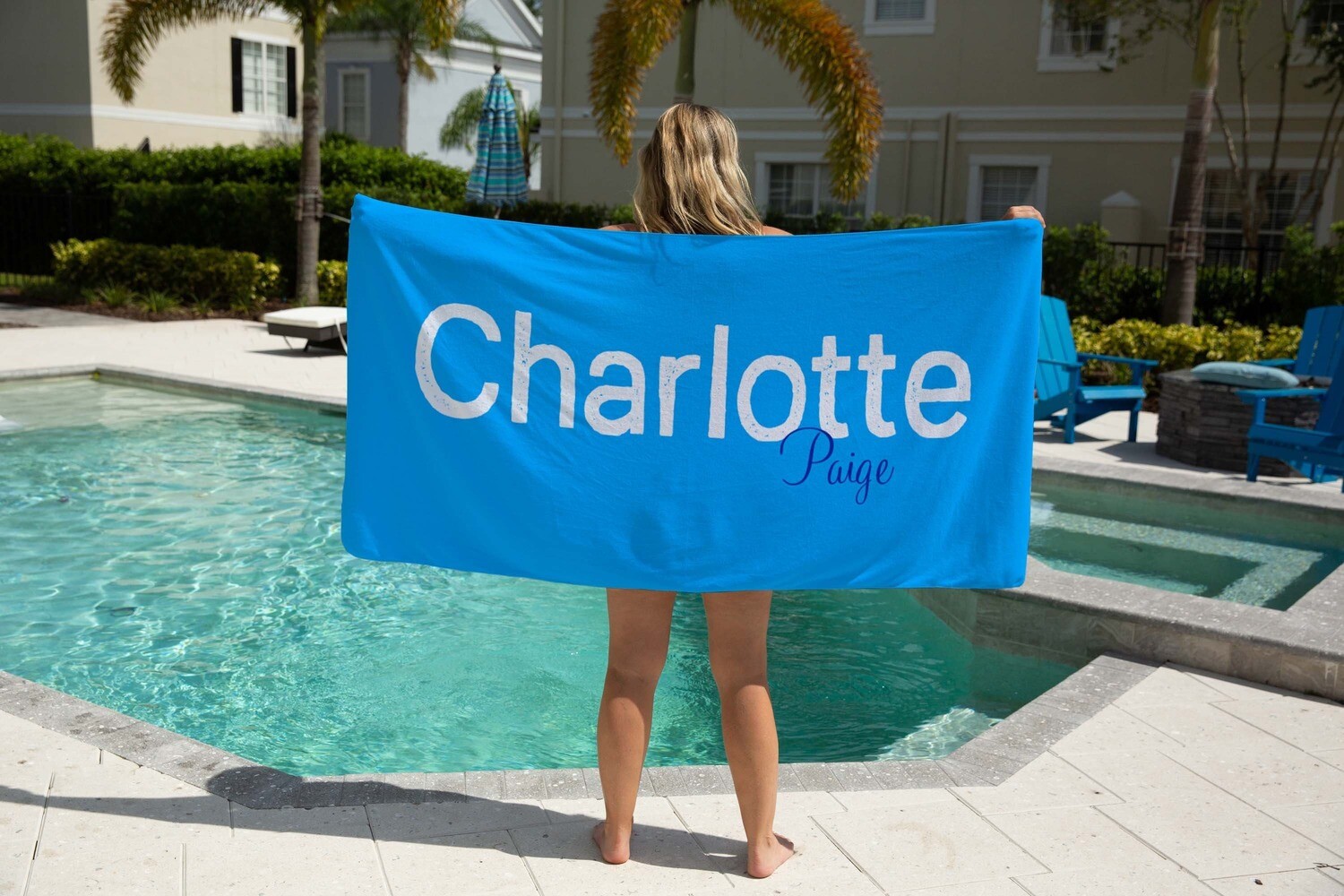 Personalized Blue Name Beach Towel, Kid Beach Towel Gift Idea, Mothers Day Gift, Summer Gift, Beach Idea, Child Name Towel, Teen Beach Towel