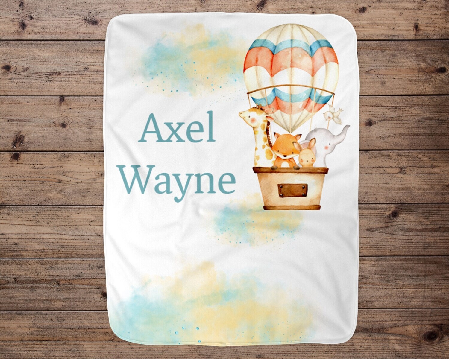 Personalized Baby Boy Blanket, Hot Air Balloon, Animal Baby Blanket, Baby Gift, Traveling Baby, Elephant Blanket, Blanket Boy, Newborn Boy