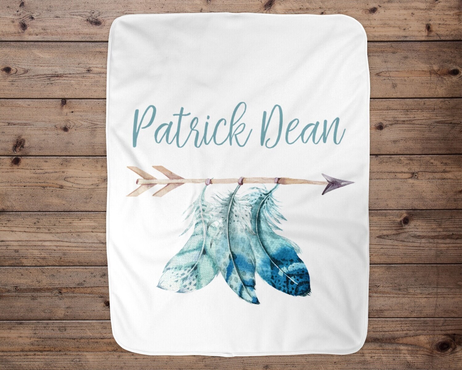Boy Custom Baby Blanket, Baby Blanket, Name Baby Blanket, Unique Baby Gift, Baby, Boho, Baby Boy, Arrow, Blue, Unisex, Swaddle Boy Feather
