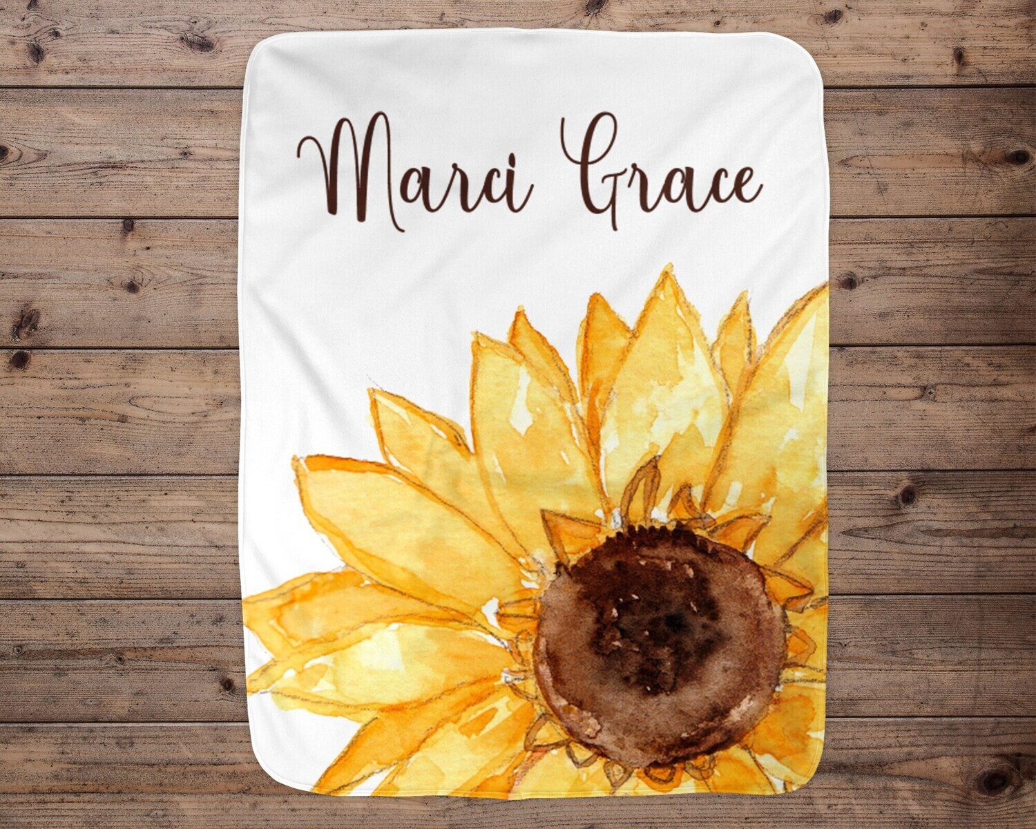 Personalized Baby Girl Blanket, Baby Blanket, Name Baby Blanket, Girl Baby Gift, Sunflower, Swaddle Blanket, Blanket Girl, Girl, Customized