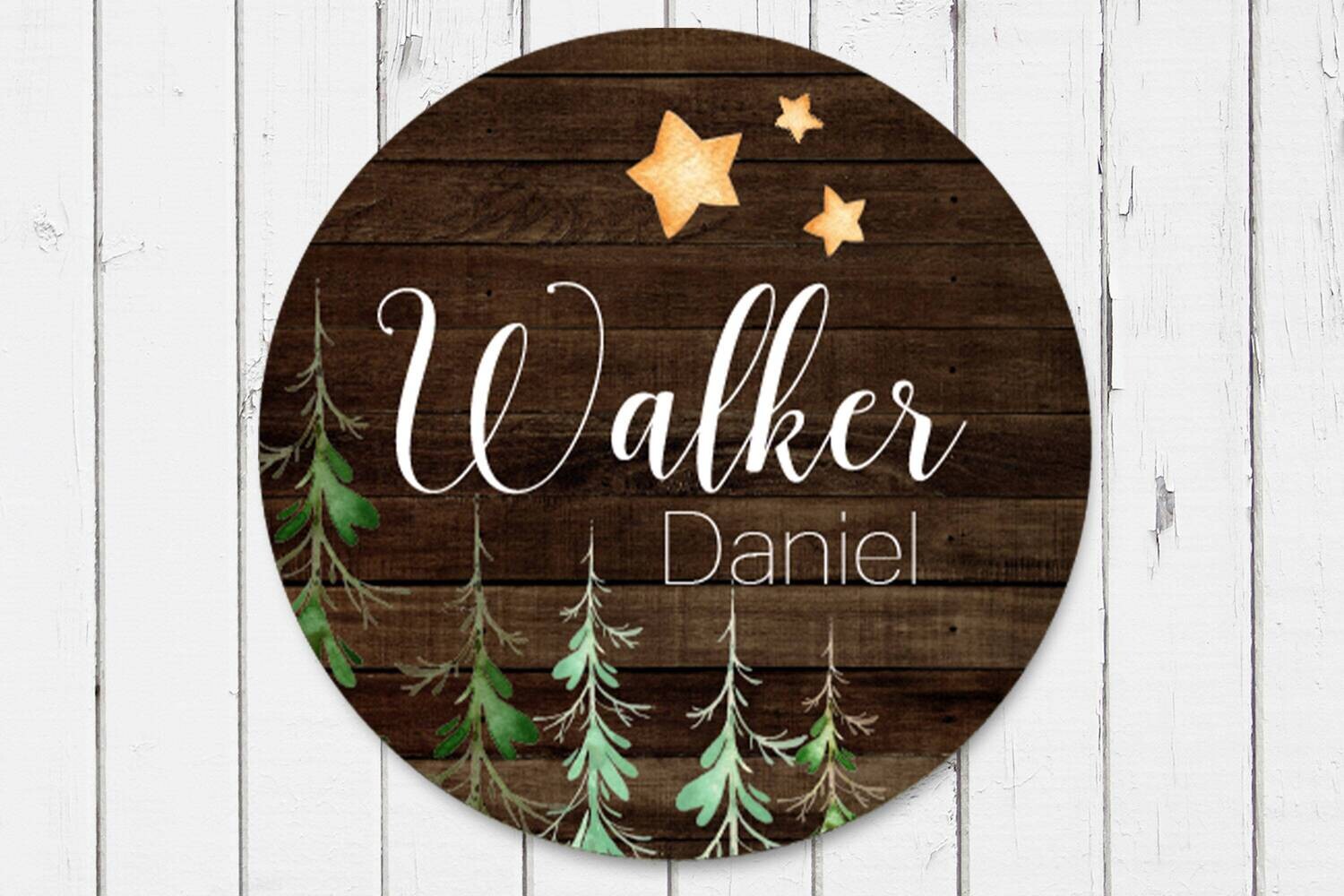 Customized Round Wood Sign, Night Sky Name Sign, Circle Sign For Baby Boy, Lullaby Sign, Personalized Sign, Baby Nursery Sign, Star Boy Sign