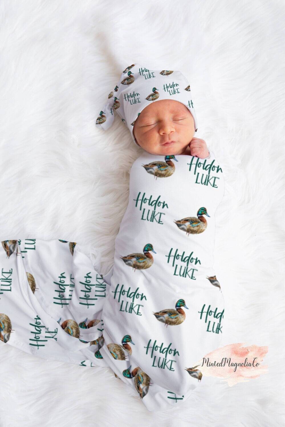 Mallard Duck Swaddle Blanket, Duck Swaddle Blanket, Personalized Mallard Swaddle, Custom Duck Hunter Baby Swaddle, Duck Hunting Photo Prop