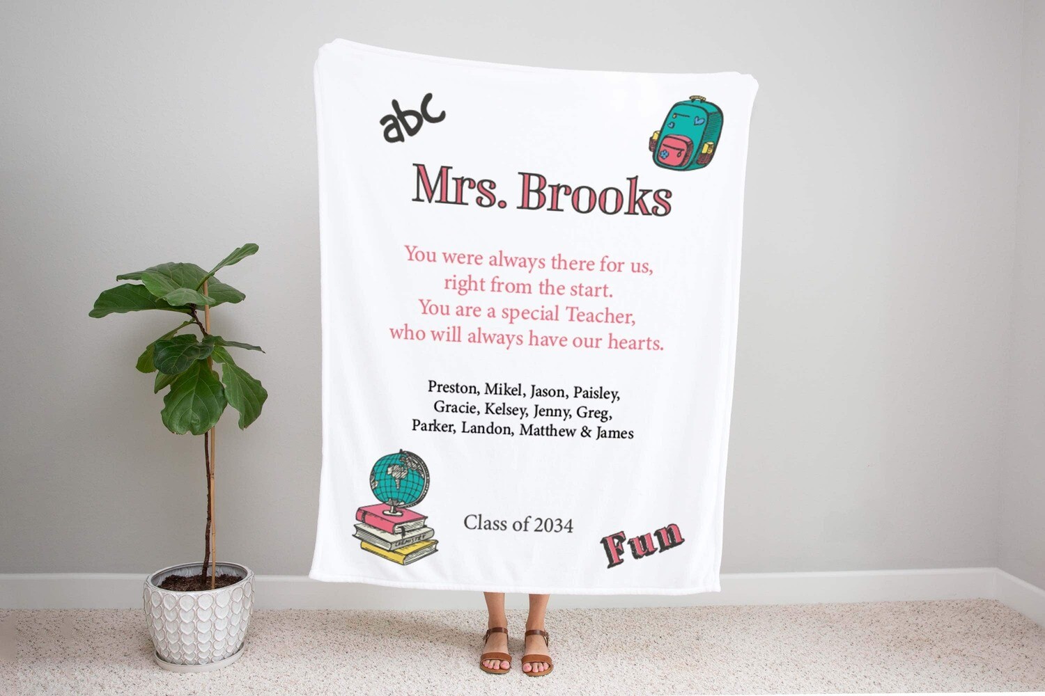 Customized Teacher Class Blanket, Teacher gift, Personalized Teacher Gift, Personalized Teacher Gift, Teacher Appreciation Gift From Student