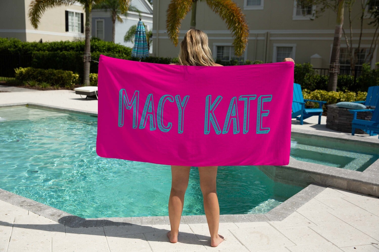 Personalized Pink Name Beach Towel, Girls Beach Towel Gift Idea, Mothers Day Gift, Summer Gift, Beach Idea, Child Name Towel, Teen Beach