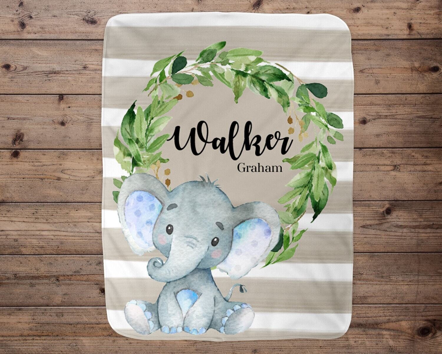 Elephant Personalized Blanket, Baby Blanket, Name Baby Blanket, Baby Gift, Gifts for Toddler, Swaddle Blanket, Blanket Boy, Elephant, Custom