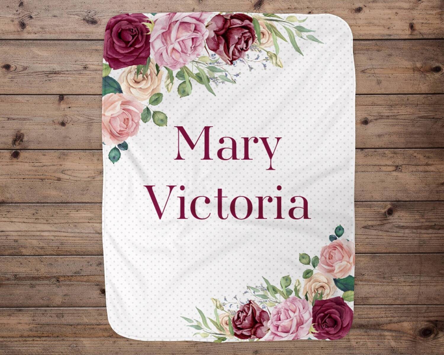 Personalized Baby Girl Blanket, Baby Blanket, Name Baby Blanket, Girl Baby Gift, Floral, Swaddle Blanket, Blanket Girl, Pink, Girl, Violet
