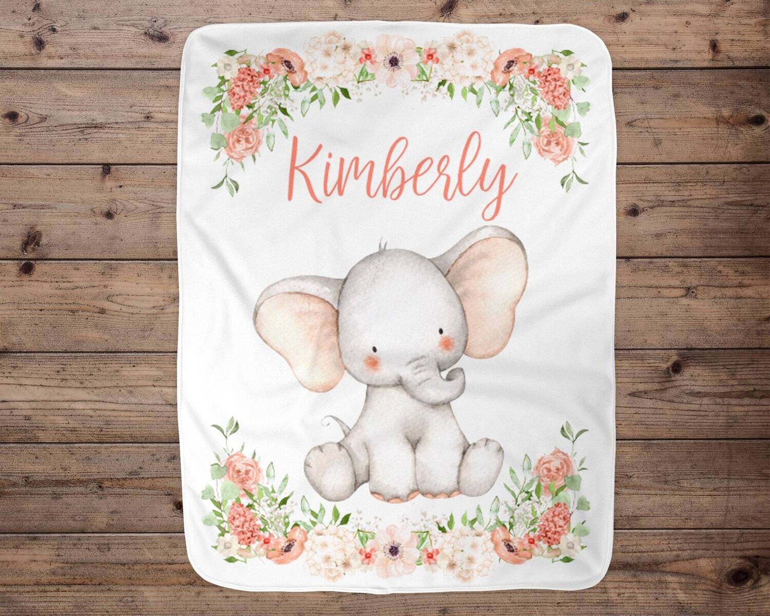 Elephant Personalized Baby Girl Blanket, Baby Blanket, Name Baby Blanket, Baby Gift, Baby Elephant, Blanket, Blanket Girl,Pink, Name