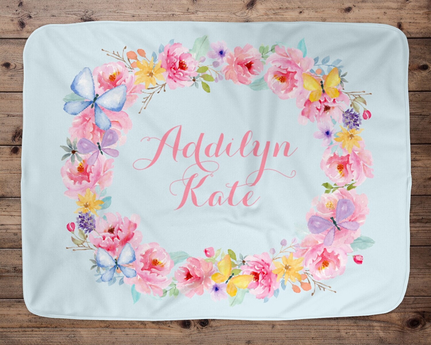 Butterfly Personalized Baby Blanket, Baby Blanket, Name Baby Blanket, Girl Baby Gift, Floral, Gift for Girl, Blanket Girl, Butterfly Nursery
