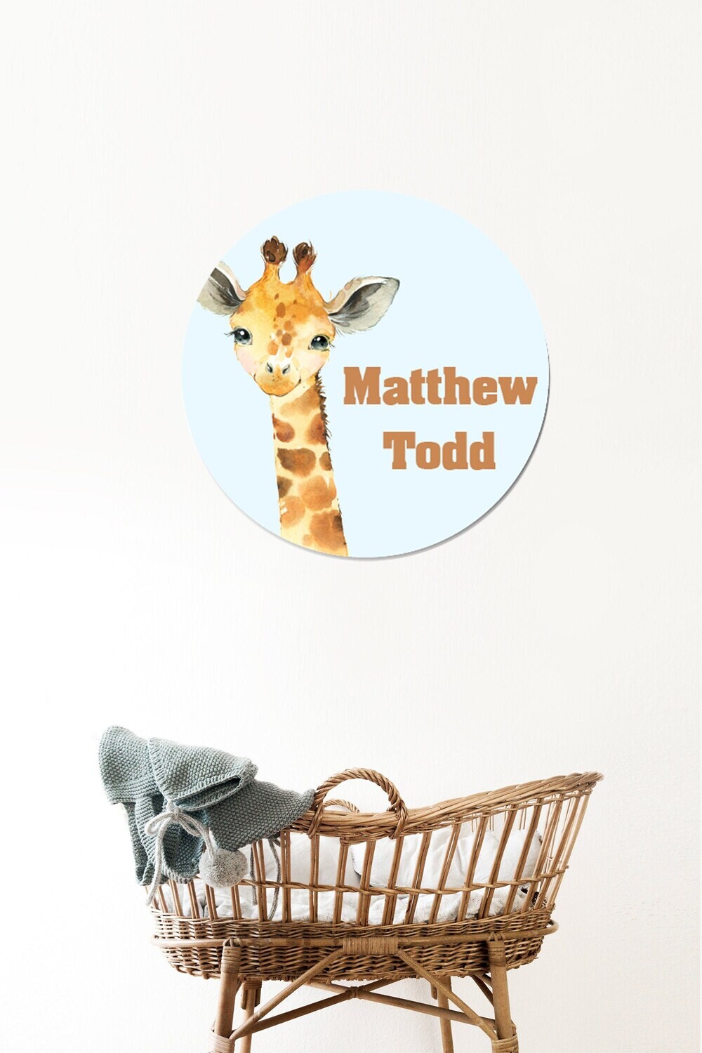 Customized Round Wood Sign, Giraffe Name Sign, Circle Sign For Baby Boy, Giraffe Sign, Personalized Sign, Baby Nursery Sign, Nursery Ideas