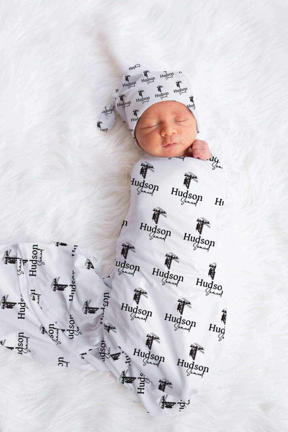 Personalized Lineman Silhouette Baby Boy Name Custom Swaddle Gift Idea For Baby Boy, Baby Black Name Swaddle Blanket Photo Prop, Newborn Boy