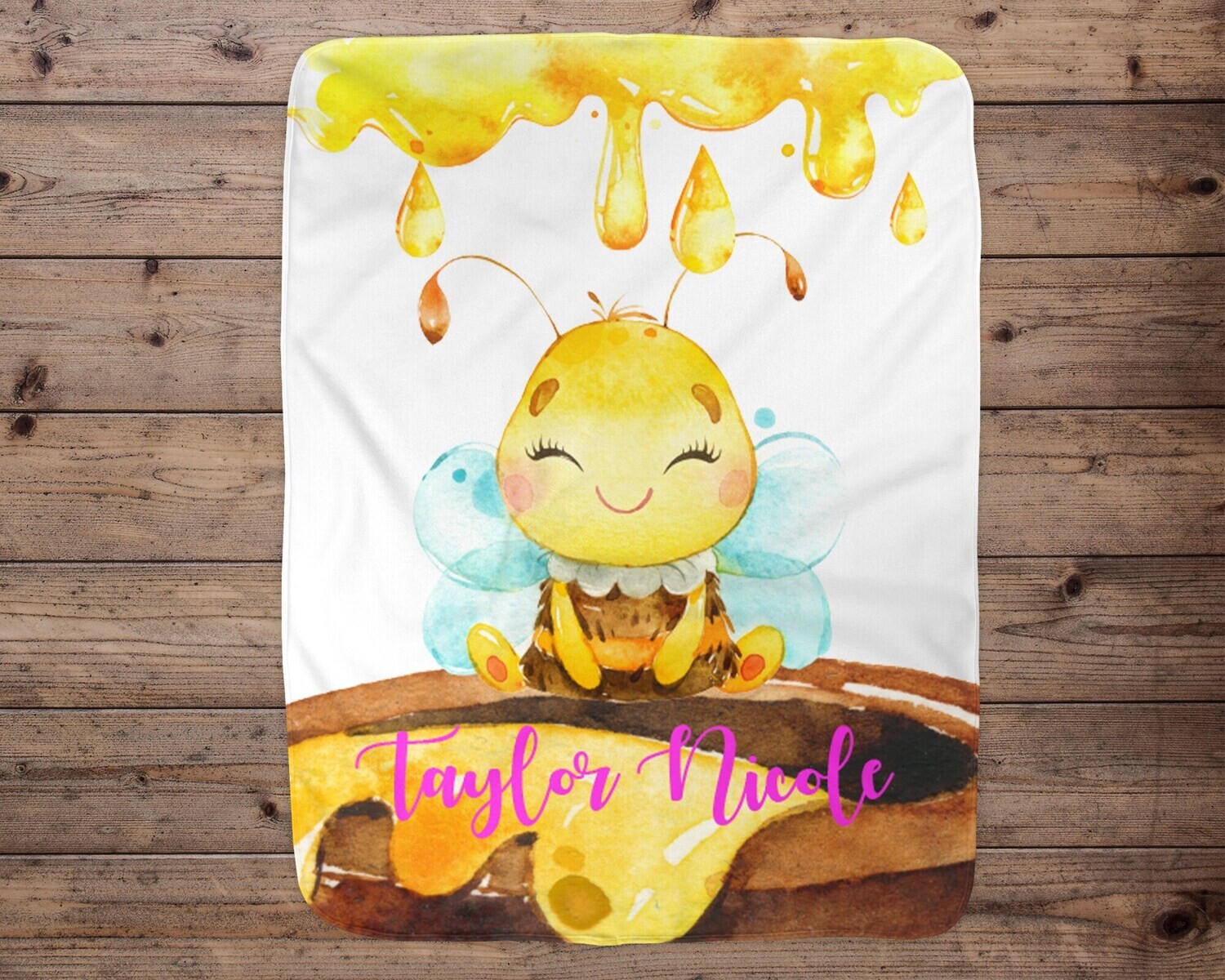 Custom Baby Blanket, Baby Blanket, Name Baby Blanket, Bumble Bee Baby Gift, Minky Baby, Bee, Honey Bee, Blanket, Baby Gift, Baby Girl, Girl