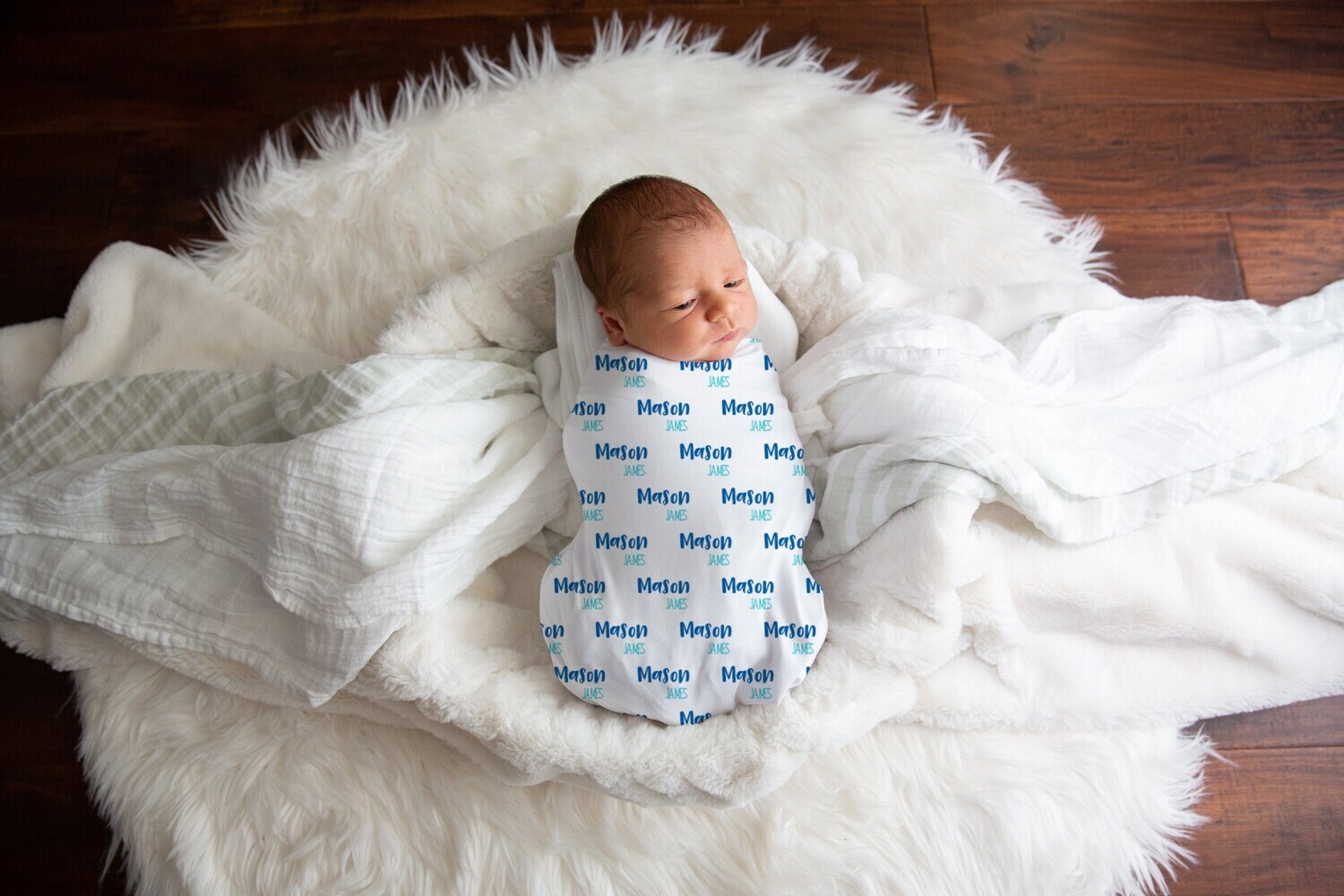 Personalized Baby Boy Blue Custom Name Baby Swaddle Gift Idea For Newborn, Newborn Photo Prop, Newborn Boy Delivery Room Swaddle Blanket