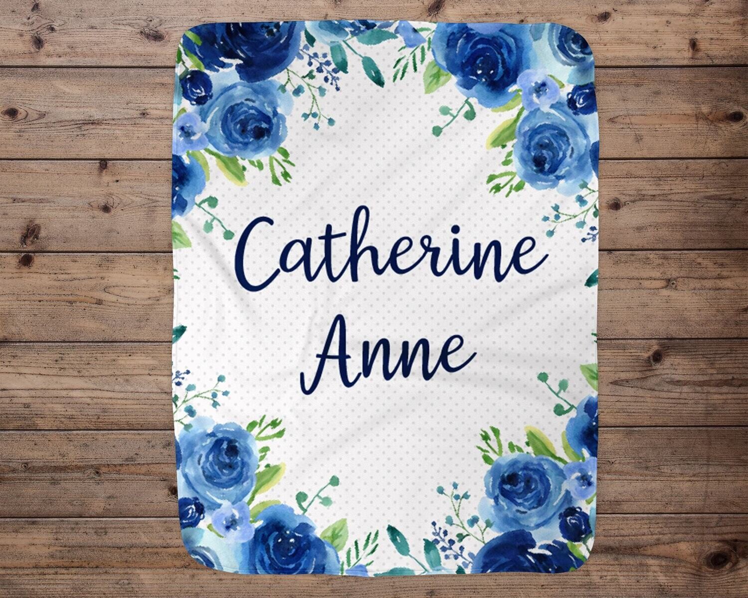 Personalized Baby Girl Blanket, Baby Blanket, Name Baby Blanket, Girl Baby Gift, Floral, Swaddle Blanket, Blanket Girl, Blue, Girl, Green
