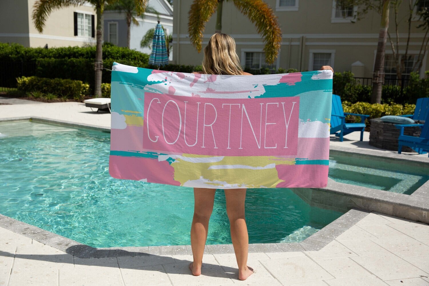 Personalized Pink Name Beach Towel, Girls Beach Towel Gift Idea, Shabby Chic Summer Gift, Beach Idea, Child Name Towel, Teen Girl Beach