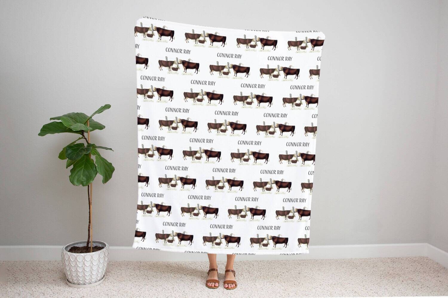 Personalized Hereford Cow Boy Western Blanket, Baby Blanket, Name Baby Blanket, Baby Gift, Baby, Cow Blanket, Toddler Cowboy Name Blanket
