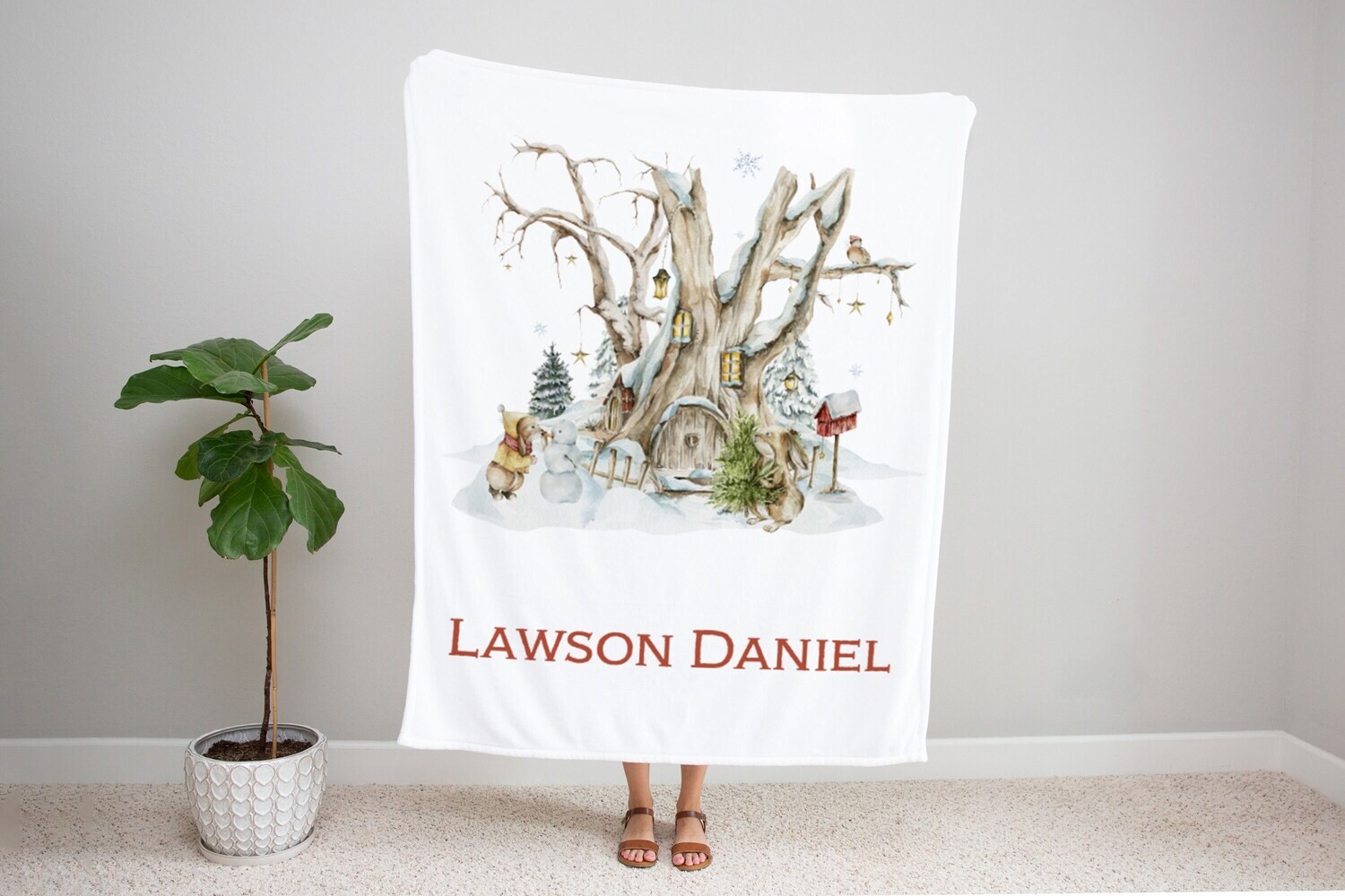 Personalized Kids Name Christmas Blanket, Bunny Rabbit Christmas Blanket, Kids Christmas Gift Idea, Baby Boy Christmas Blanket, Holiday Trex