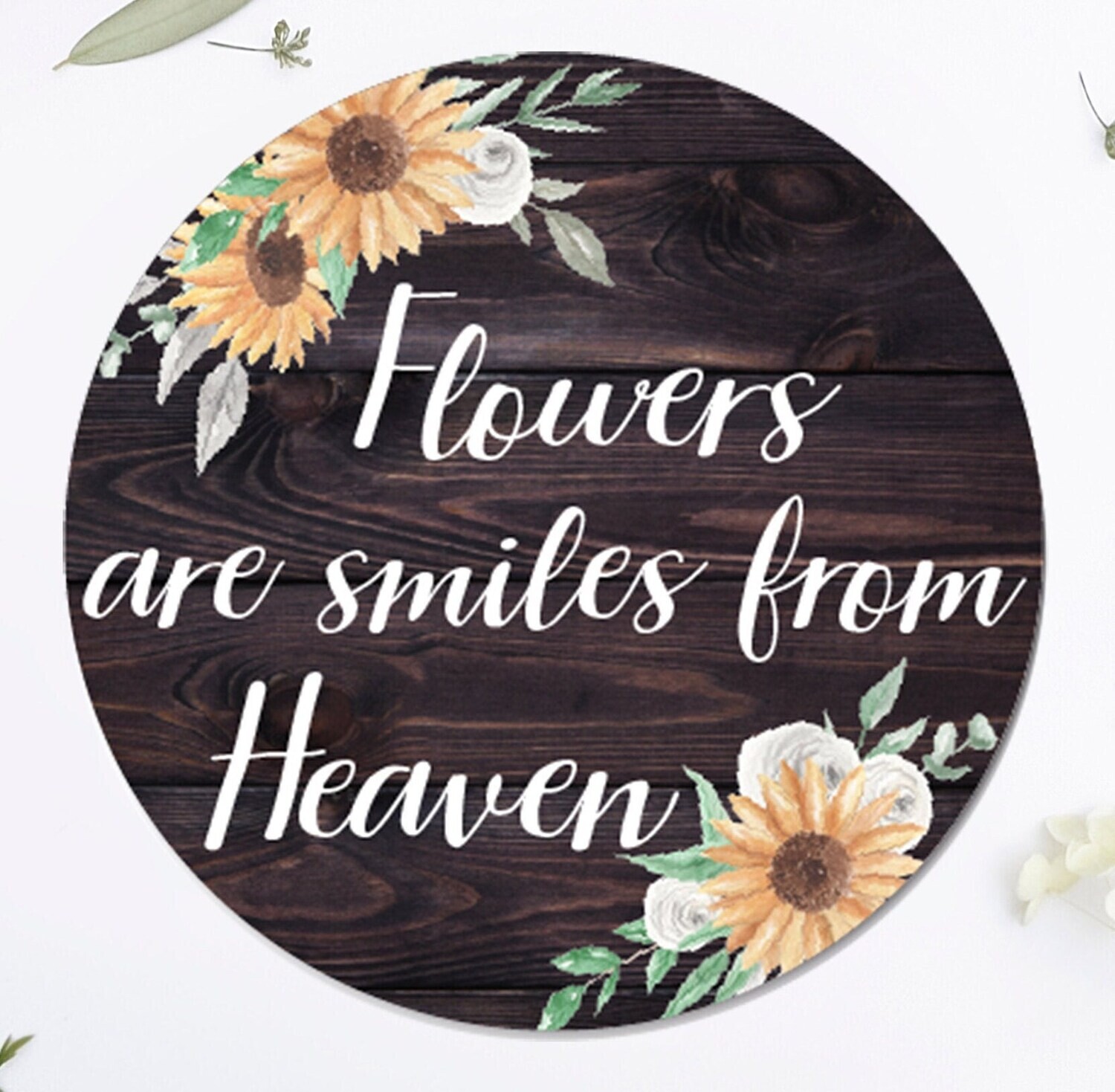 Customized Round Wood Sign, Sunflower Sign, Circle Sign For Baby Girl, Floral Sign, Personalized Sign With Flowers, Baby Girl Sign