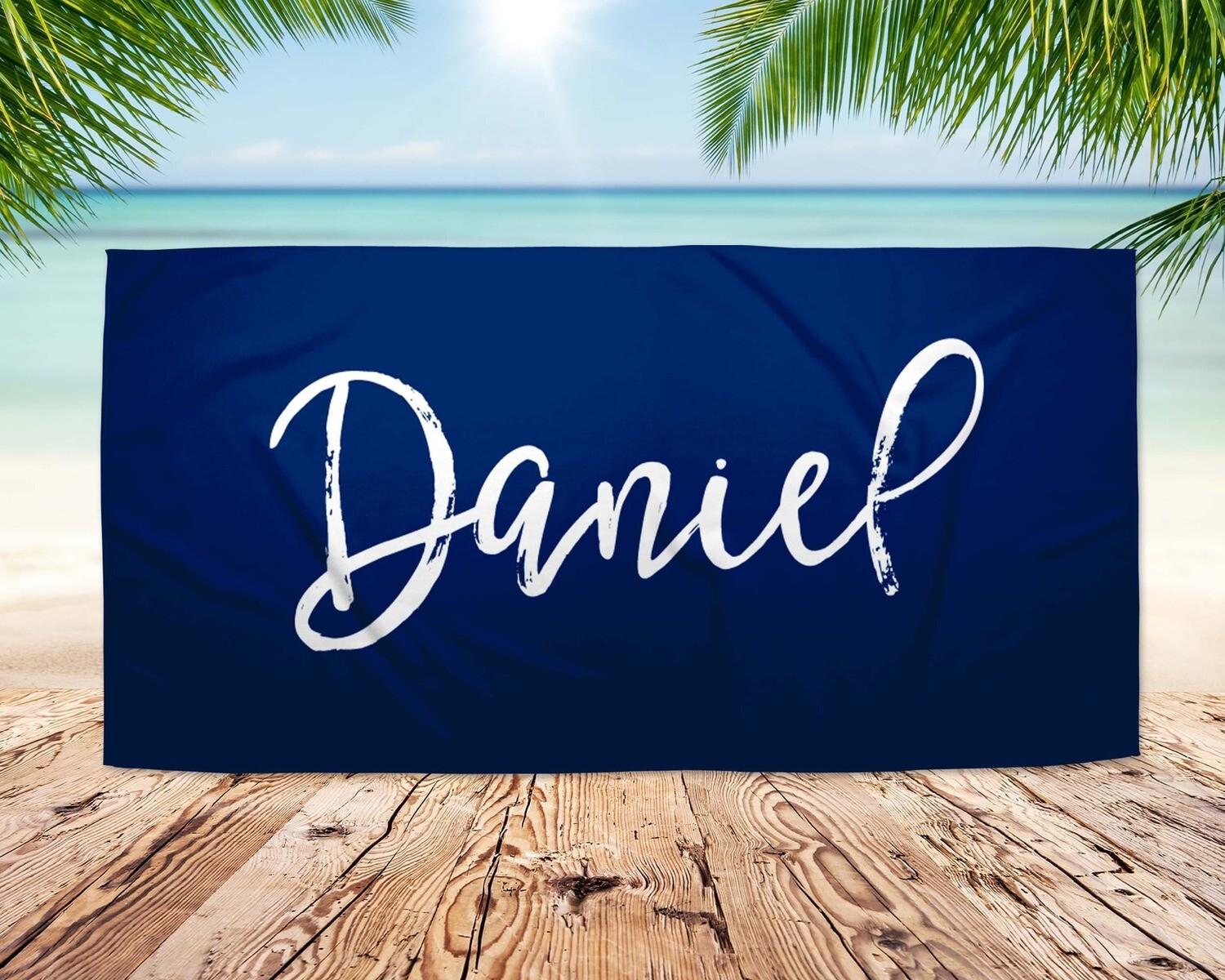 Personalized Blue Print Name Beach Towel, Boy Beach Towel Gift Idea, Boy Summer, Summer Gift, Teen Beach Idea, Child Name Beach Towel