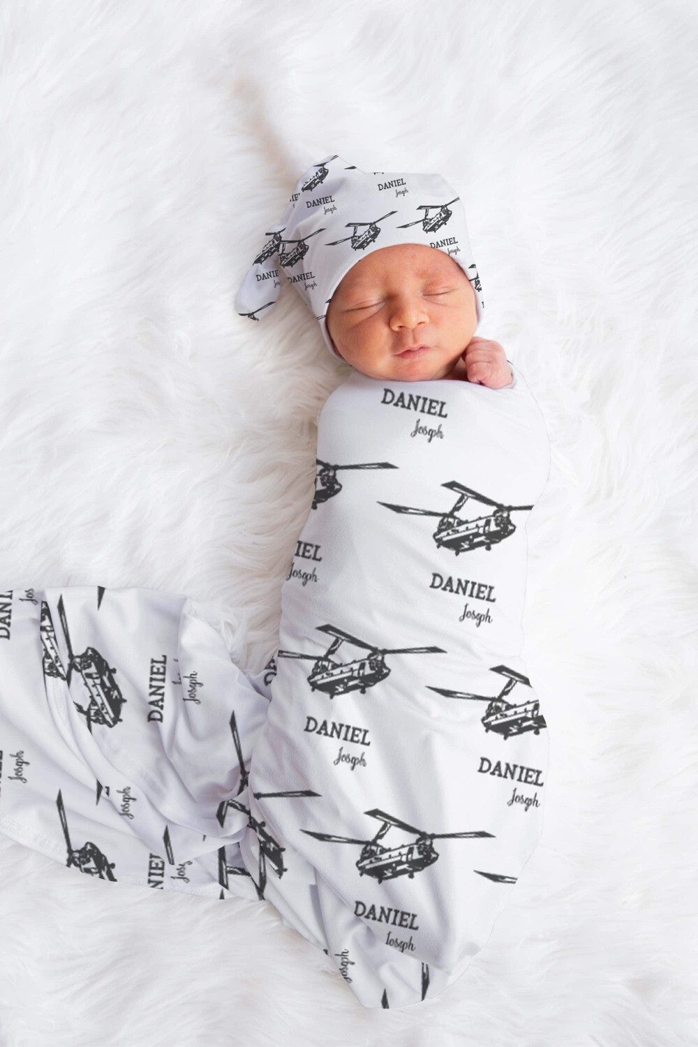 Personalized Chinook Helicopter Baby Boy Name Custom Swaddle Gift Idea For Baby Boy, Baby Gray Name Swaddle Blanket Photo Prop, Newborn Boy