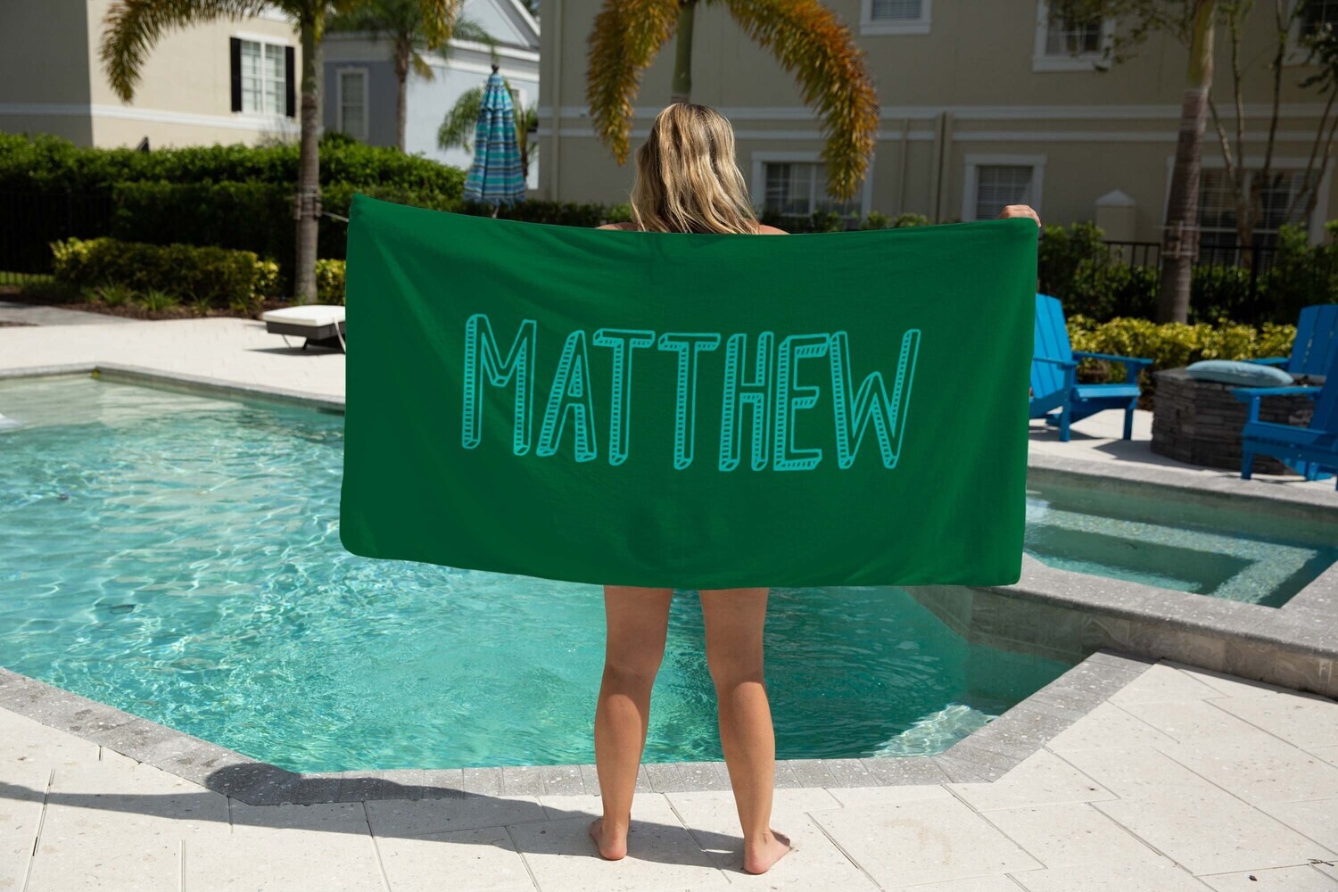 Personalized Green Name Beach Towel, Boy Beach Towel Gift Idea, Kid Summer Gift, Summer Gift, Beach Idea, Child Name Towel, Teen Beach