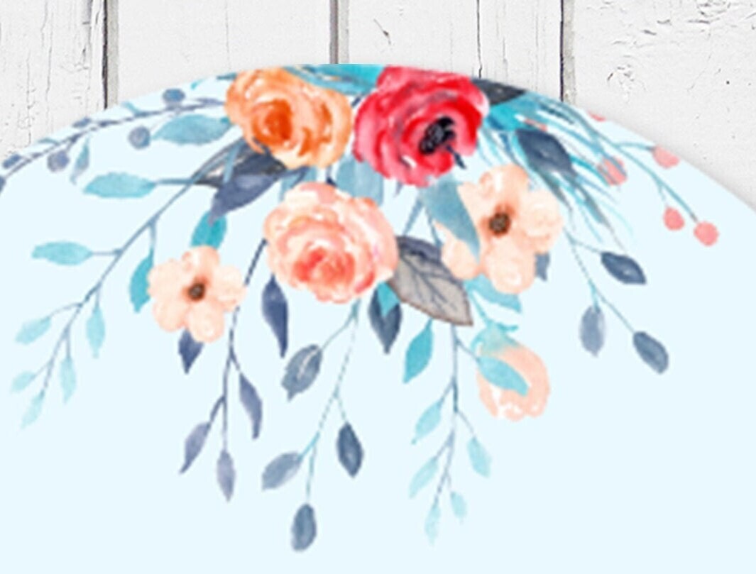 Customized Round Sign, Floral Name Sign, Circle Sign For Baby Girl, Floral Sign, Personalized Sign With Date, Baby Girl Sign, Pink And Blue