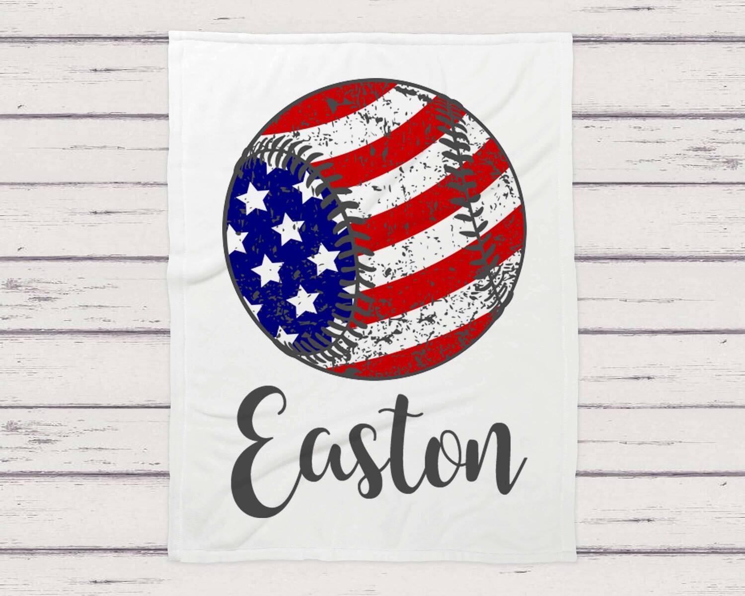 American Flag Baseball Blanket